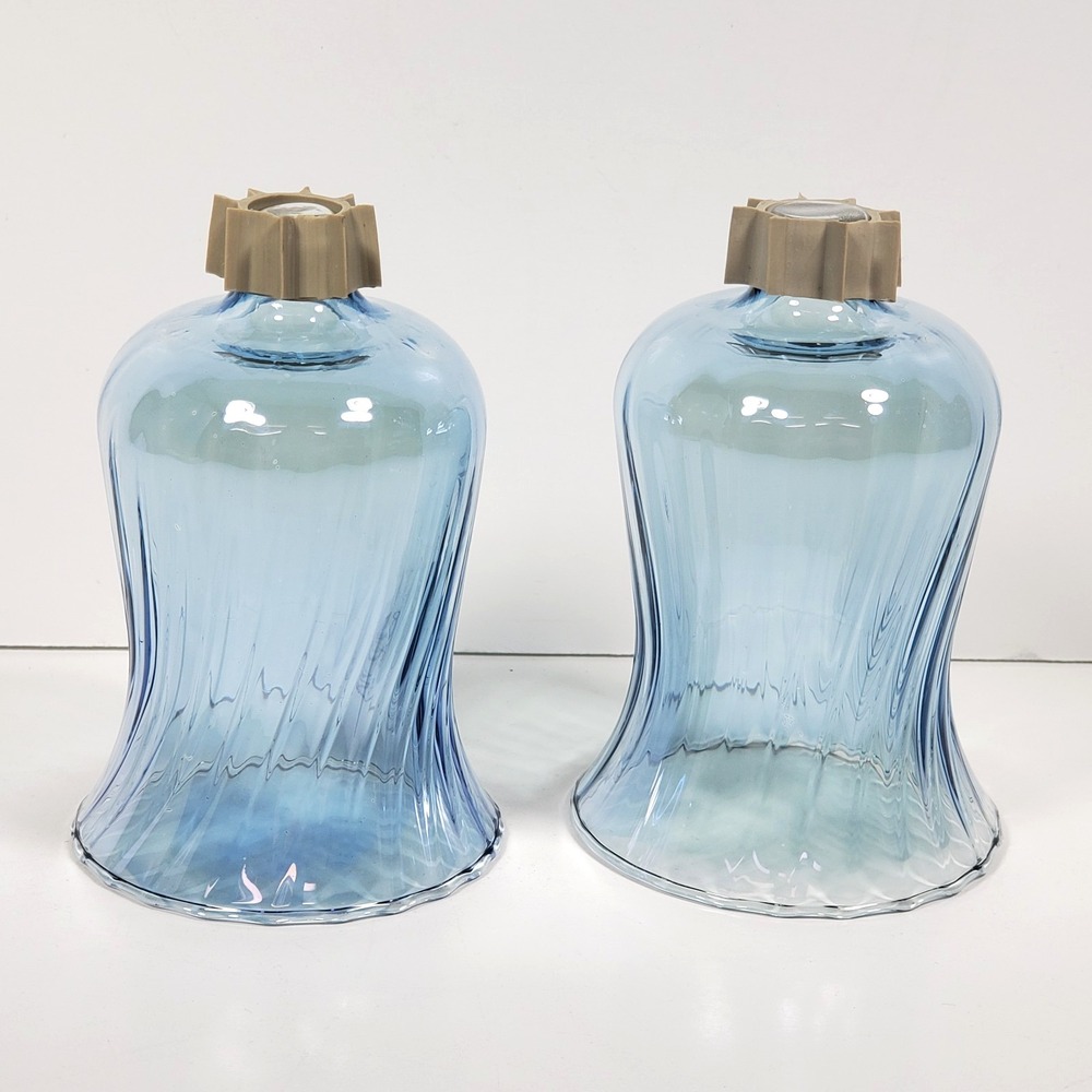 Partylite Votive Cups Peg Glass Candle Blue Swirl New Grippers QTY 2  -H3